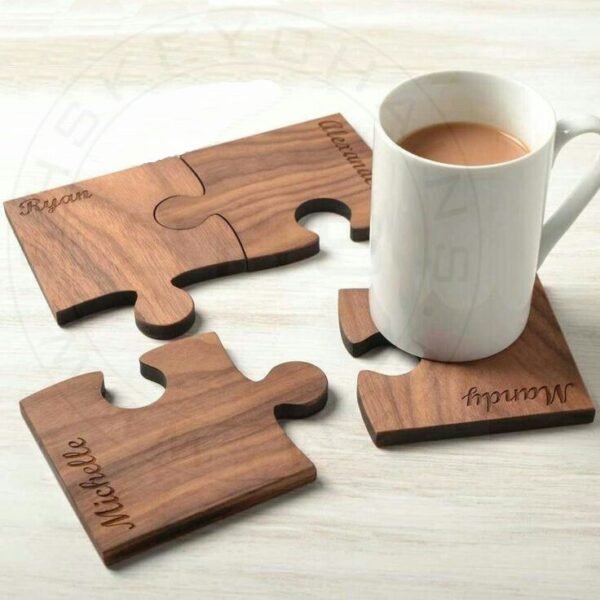 Personalized Puzzle Pieces Coasters - Set of 4 with Customized Names