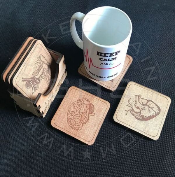 Medical Theme Set of 6 Coasters with Holder - Image 5
