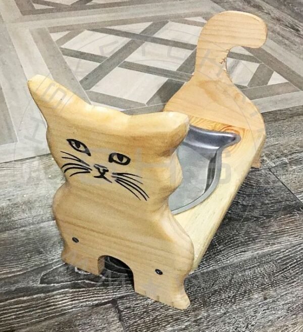 Wooden Cat Feeder: fish-shaped bowl. - Image 7