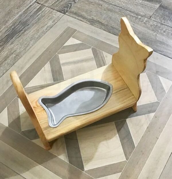 Wooden Cat Feeder: fish-shaped bowl. - Image 8