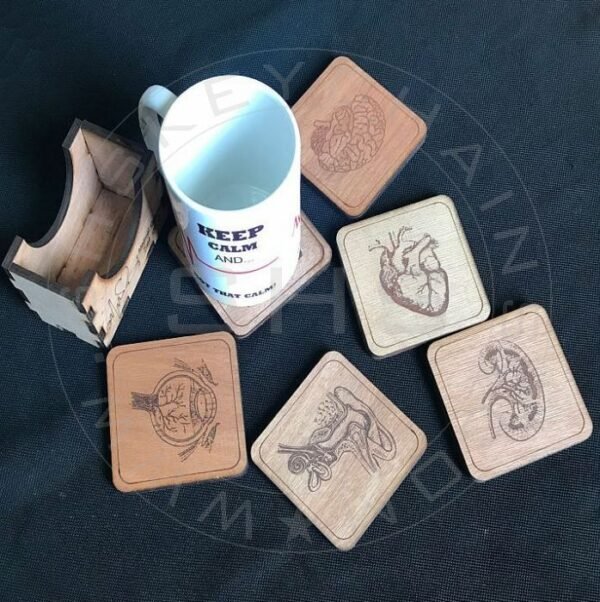 Medical Theme Set of 6 Coasters with Holder - Image 3