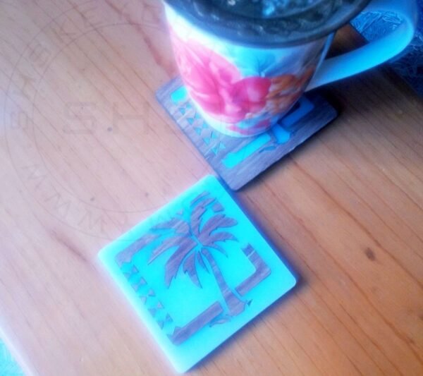 Acrylic with Wood Inlay Coasters Set of Four - Image 2