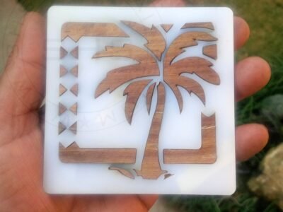 Acrylic with Wood Inlay Coasters Set of Four