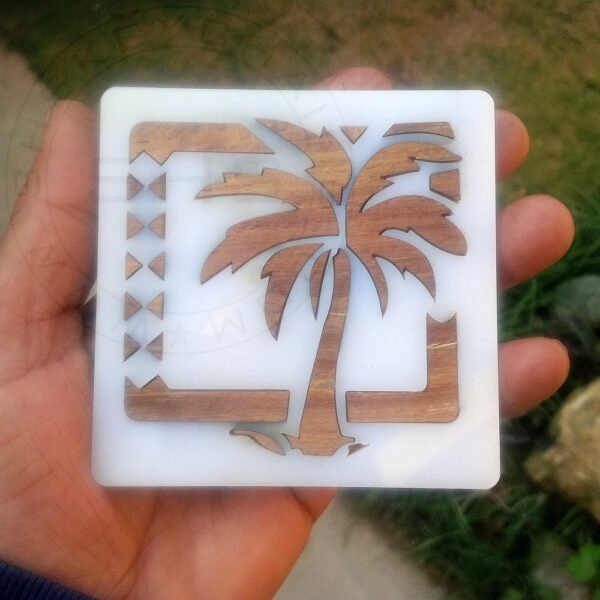 Acrylic with Wood Inlay Coasters Set of Four