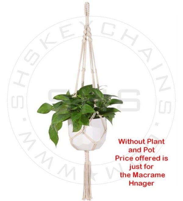 White Cotton Macramé - Handmade Single Plant Holder