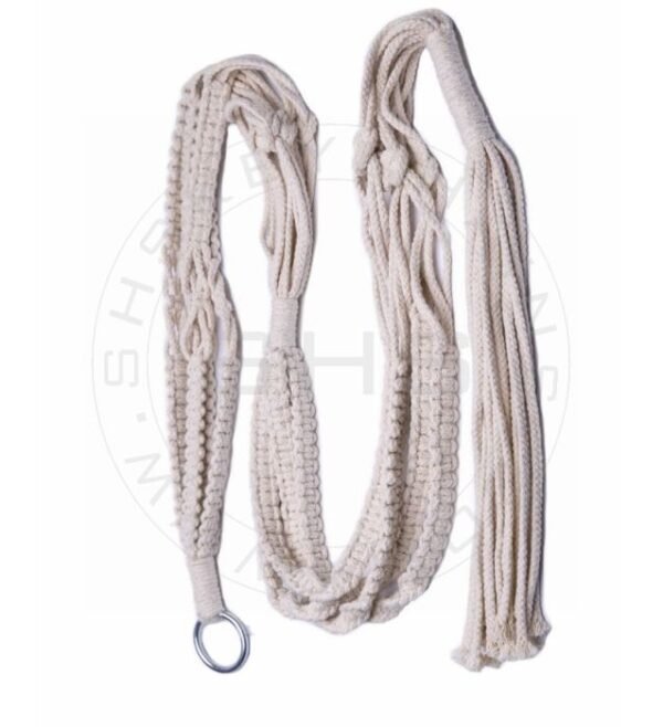 White Cotton Macramé: Double Planter Holder - Image 4