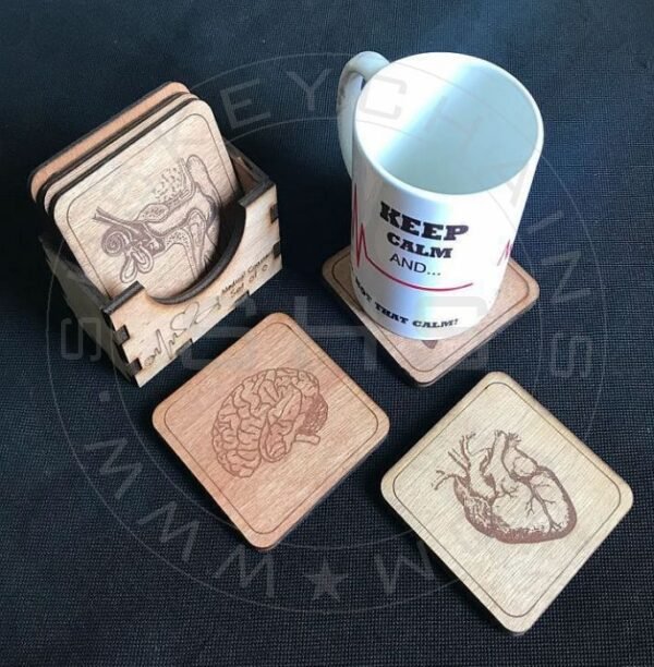 Medical Theme Set of 6 Coasters with Holder