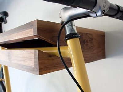 Acacia Wood Wall Mounted Bike Shelf