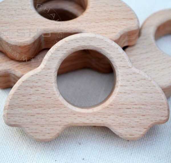Car Shaped Beech Wood Baby Teether