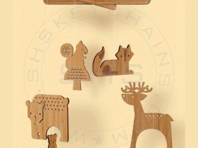 Laser Cut Wooden Zoo Animals Chimes for Kids