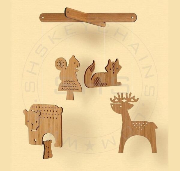 Laser Cut Wooden Zoo Animals Chimes for Kids