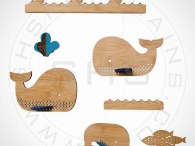 Laser Cut Wooden Whales Chimes for Kids