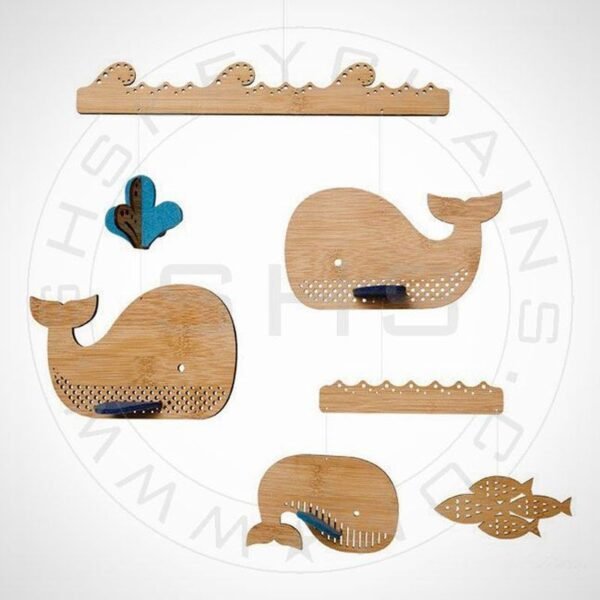 Laser Cut Wooden Whales Chimes for Kids