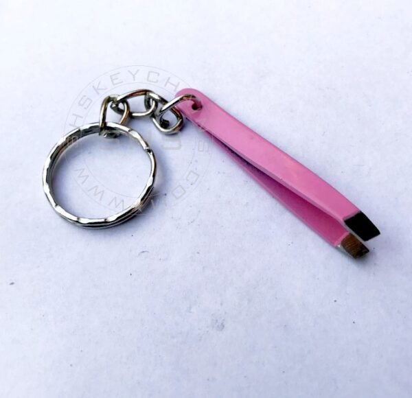 Miniature Pink Tweezers keychain
