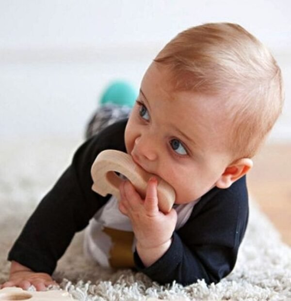 Cookie Shaped Beech Wood Baby Teether - Image 2