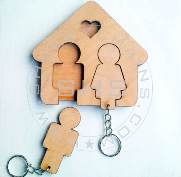 Couple keychains with House Shaped key Holder
