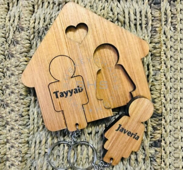 Couple keychains with House Shaped key Holder - Image 3