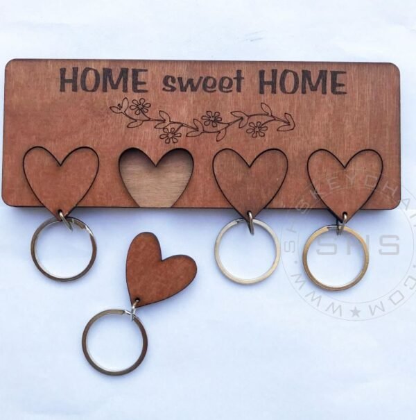 Home Sweet Home Key Holder with Fouir keyrings