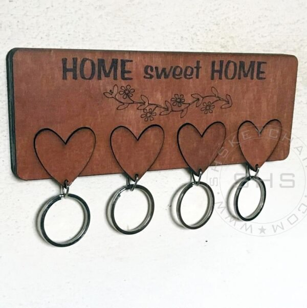 Home Sweet Home Key Holder with Fouir keyrings - Image 3