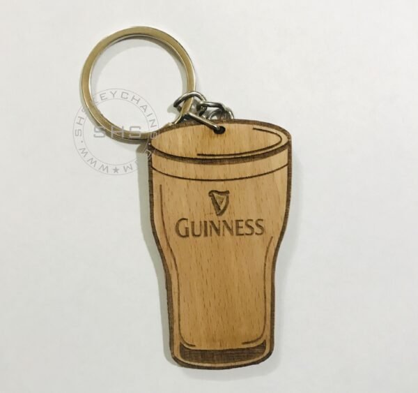 Irish Theme Pint Shaped Wooden Keyring - Image 4
