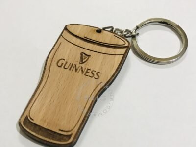 Irish Theme Pint Shaped Wooden Keyring
